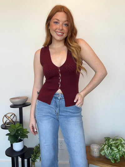 Pointelle Sleeveless Sweater Top-100 - TOPS - SHORT SLEEVE/SLEEVELESS-LEATHER & LACE-[option4]-[option5]-[option6]-Leather & Lace Boutique Shop