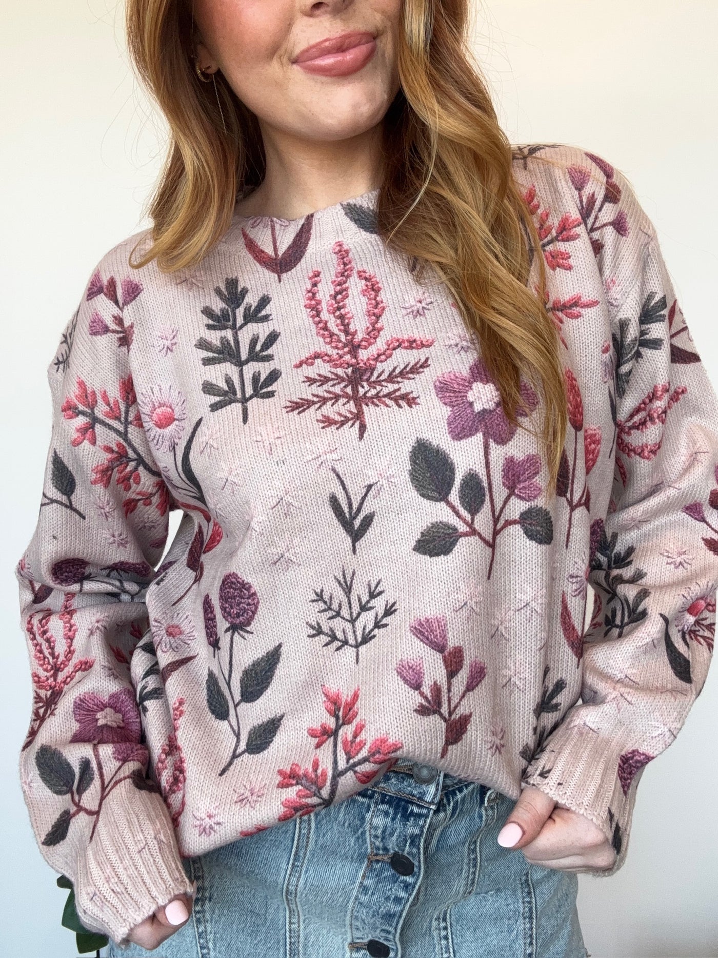 Wildflower Knit Sweater-130 - TOPS - SWEATERS/SWEATSHIRTS-LEATHER & LACE-[option4]-[option5]-[option6]-Leather & Lace Boutique Shop