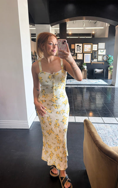 Annabelle Floral Midi Dress-170 - DRESSES-BLU PEPPER-[option4]-[option5]-[option6]-Leather & Lace Boutique Shop