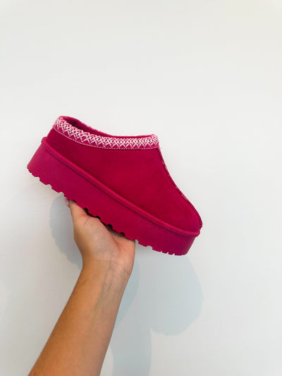 Platform Fur Lined Slides- Hot Pink-180 - SHOES-TOP GUY-[option4]-[option5]-[option6]-Leather & Lace Boutique Shop