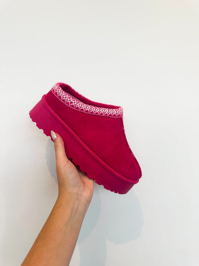 Platform Fur Lined Slides- Hot Pink-180 - SHOES-TOP GUY-[option4]-[option5]-[option6]-Leather & Lace Boutique Shop