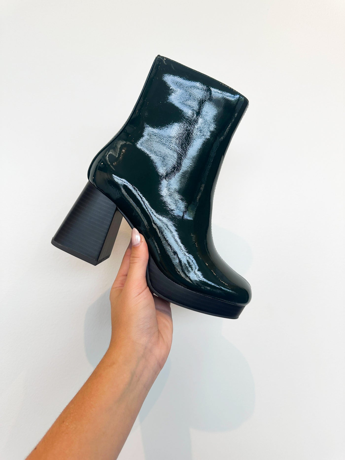 Green With Envy Patent Vegan Leather Booties-180 - SHOES-FORTUNE DYNAMIC-[option4]-[option5]-[option6]-Leather & Lace Boutique Shop