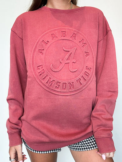Alabama Embossed Crewneck-130 - TOPS - SWEATERS/SWEATSHIRTS-GAMEDAY SOCIAL-[option4]-[option5]-[option6]-Leather & Lace Boutique Shop