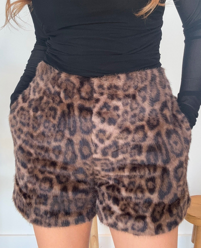 Leopard Faux Fur Shorts