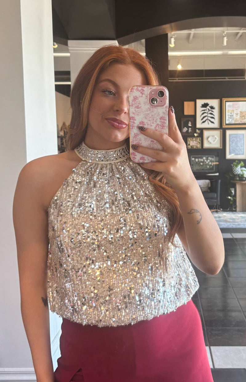 Stars Shine Sequin Halter Top