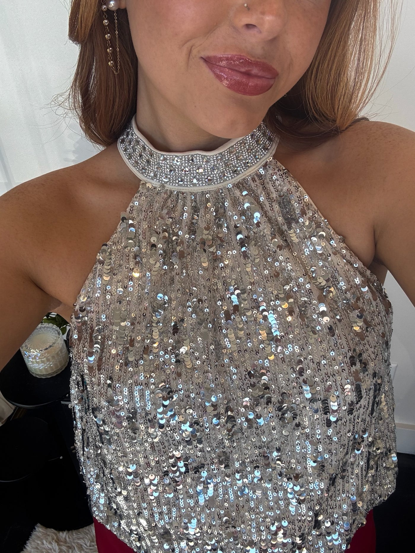 Stars Shine Sequin Halter Top