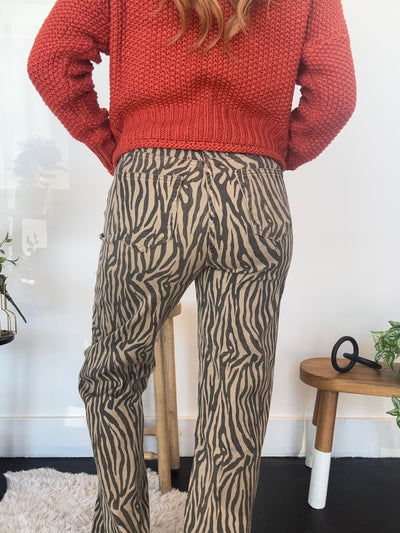 Animal Print Straight Leg Denim