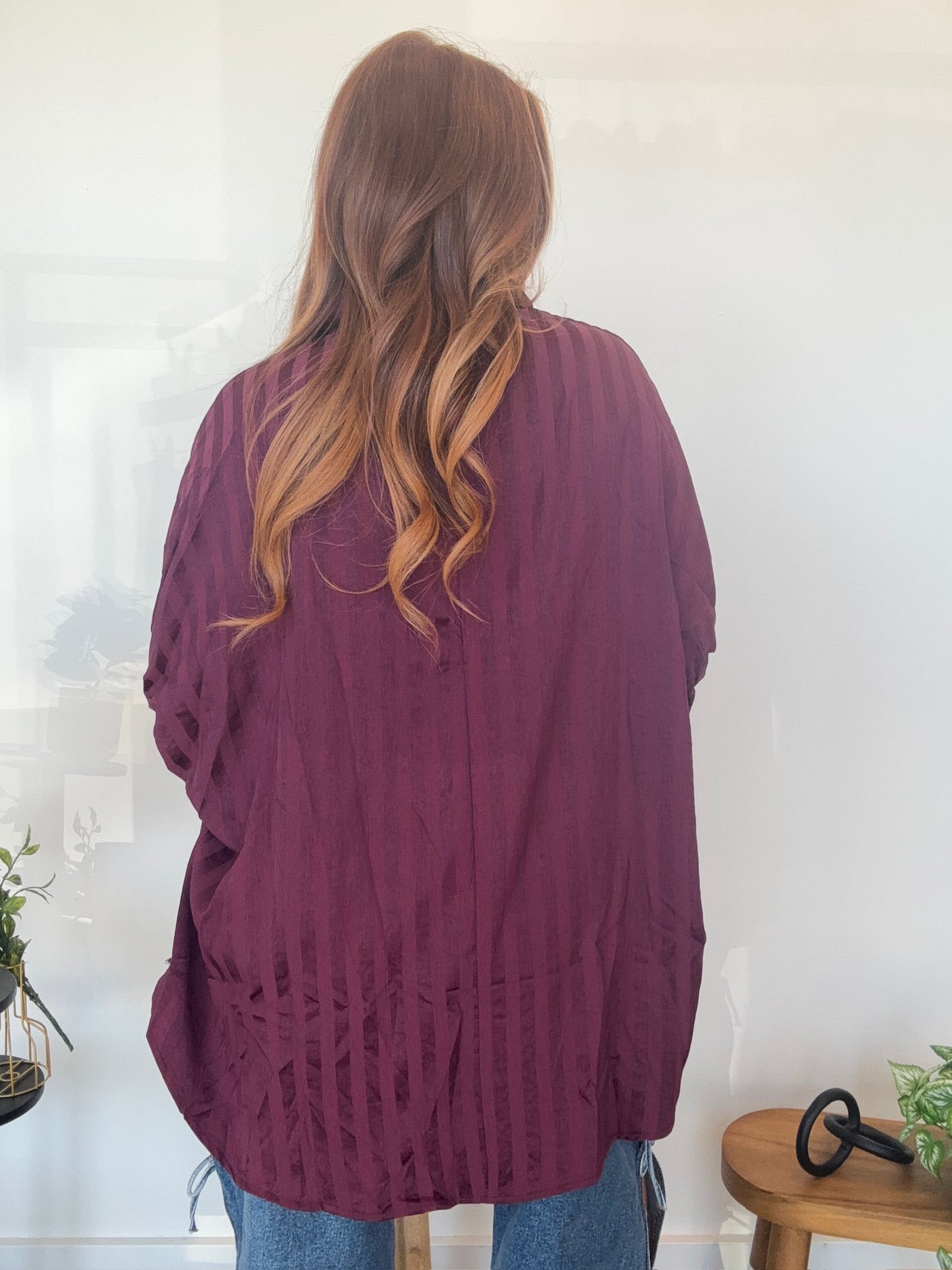 Berry Oversized Striped Blouse
