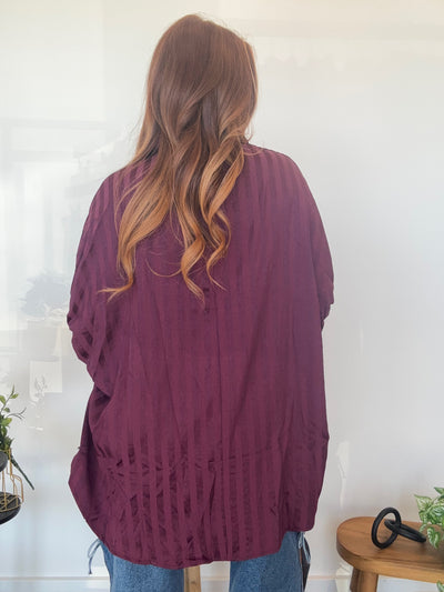 Berry Oversized Striped Blouse