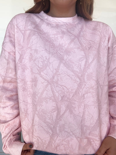 Cozy Camo Crewneck- Blush