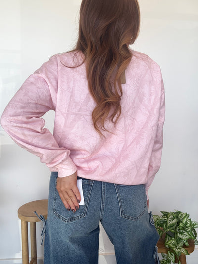 Cozy Camo Crewneck- Blush
