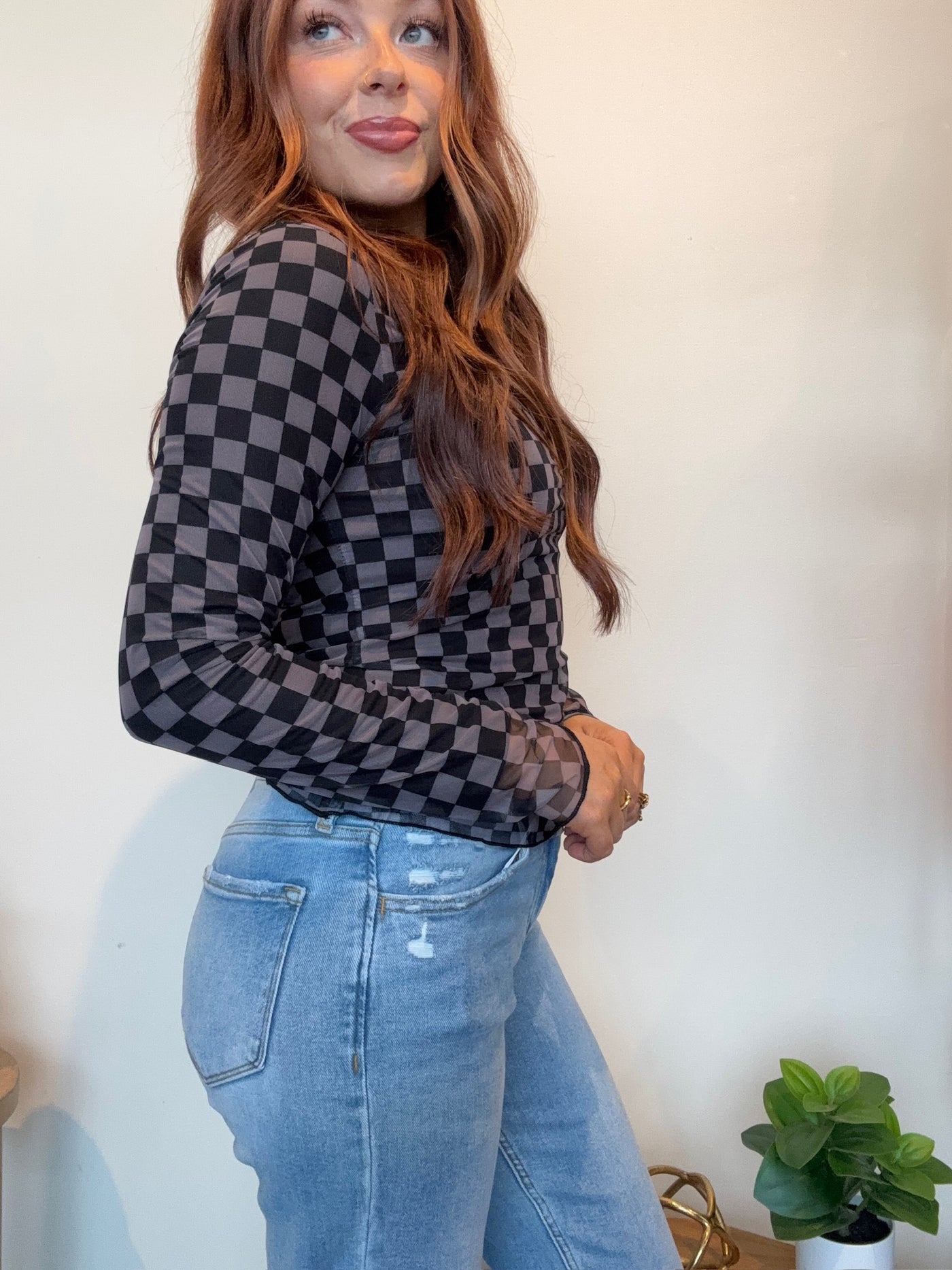 Checkered Layering Top