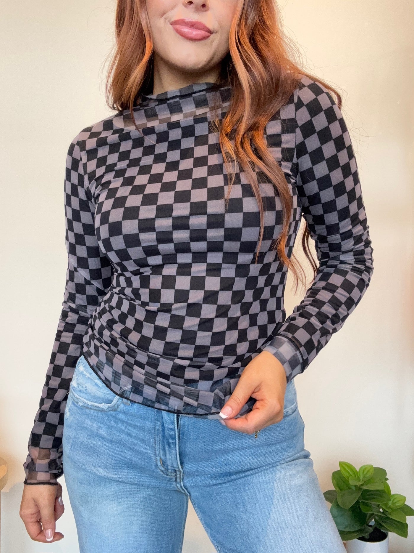 Checkered Layering Top