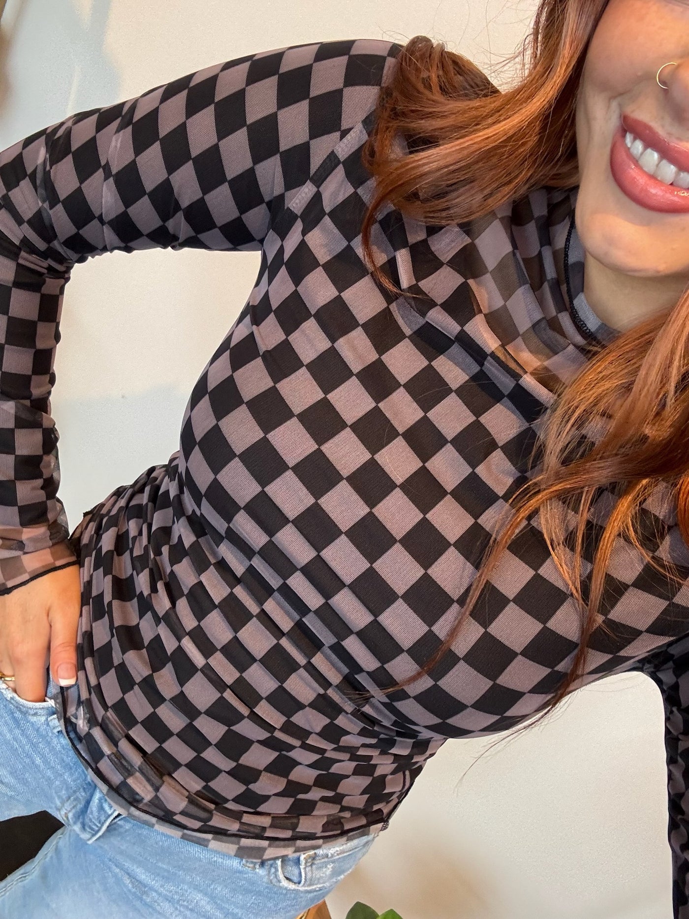 Checkered Layering Top