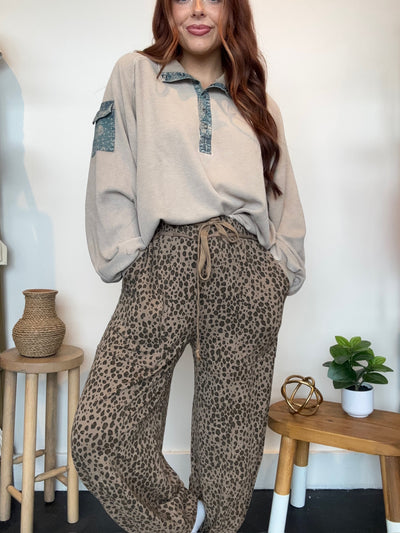 Animal Print Terry Joggers