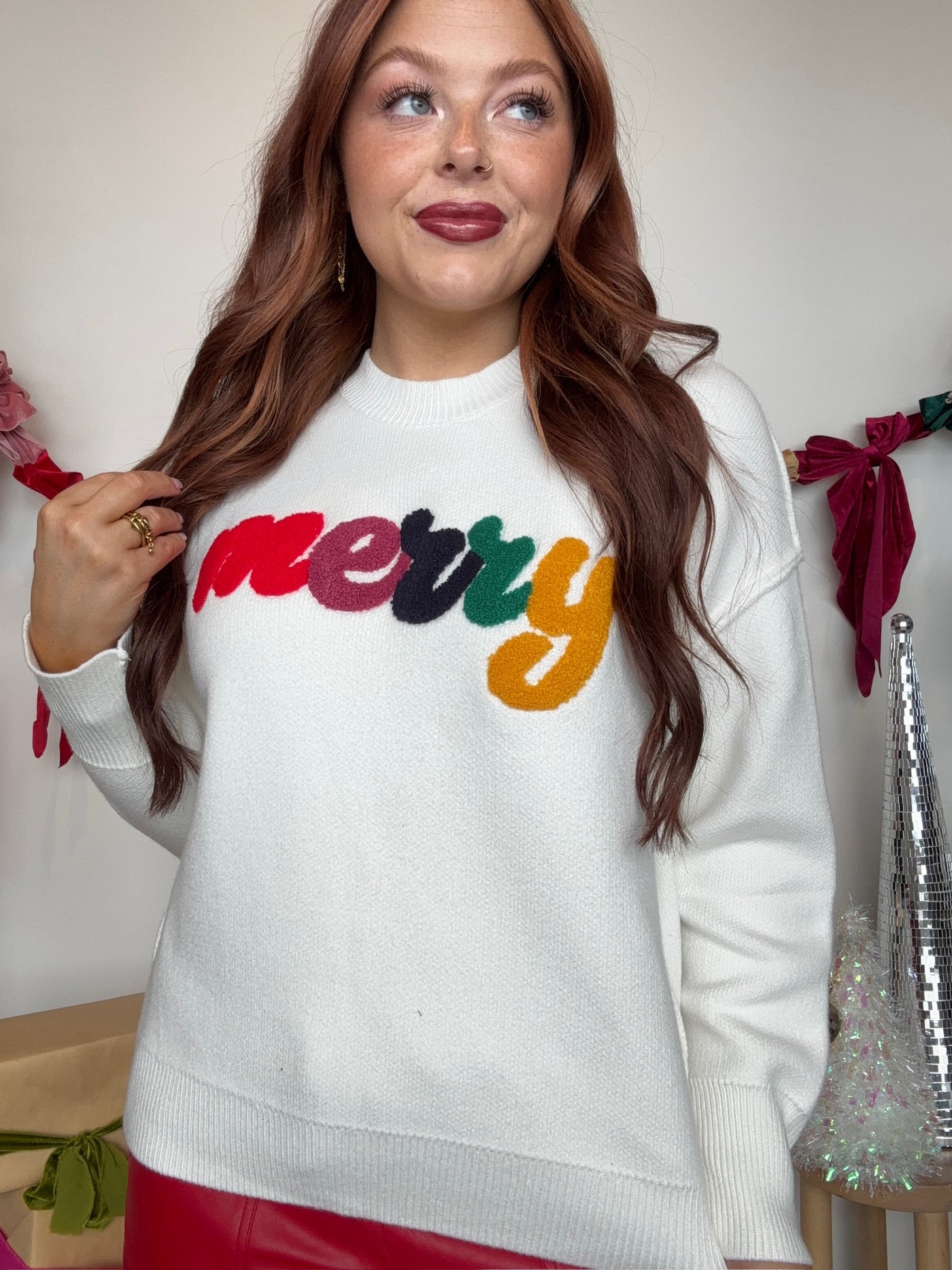 Merry Script Sweater