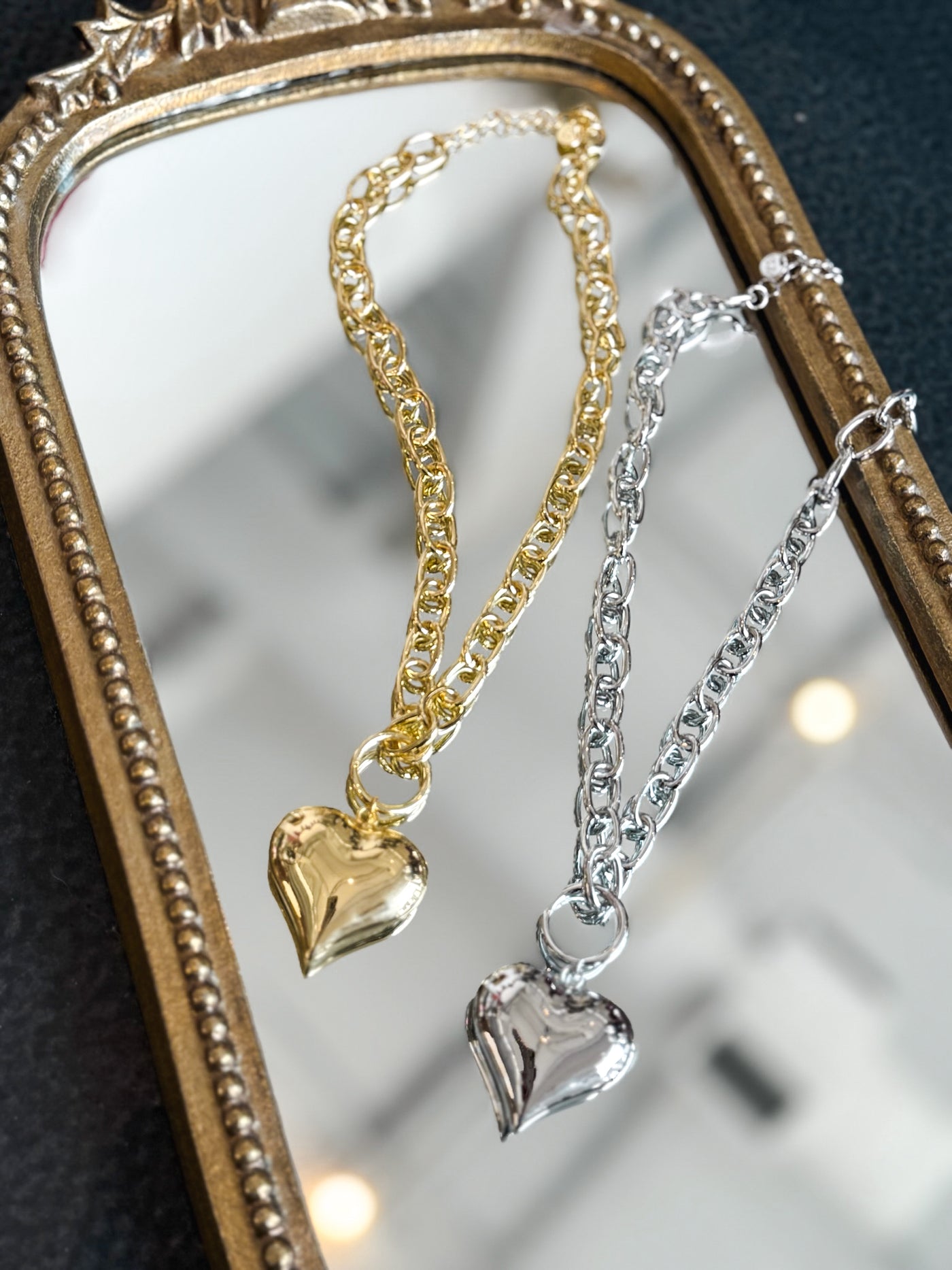 Heartbreaker Chain Necklace- Gold-190 - ACCESSORIES - JEWELRY-TREASURE JEWELS-[option4]-[option5]-[option6]-Leather & Lace Boutique Shop