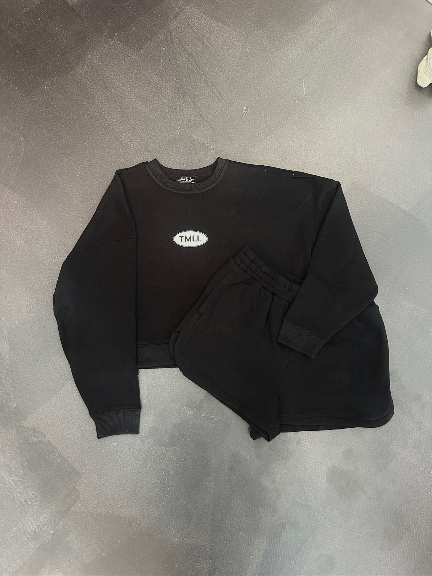 TMLL Patch Sweat Set- Black-170 - DRESSES / ROMPERS / SETS-LEATHER & LACE-[option4]-[option5]-[option6]-Leather & Lace Boutique Shop