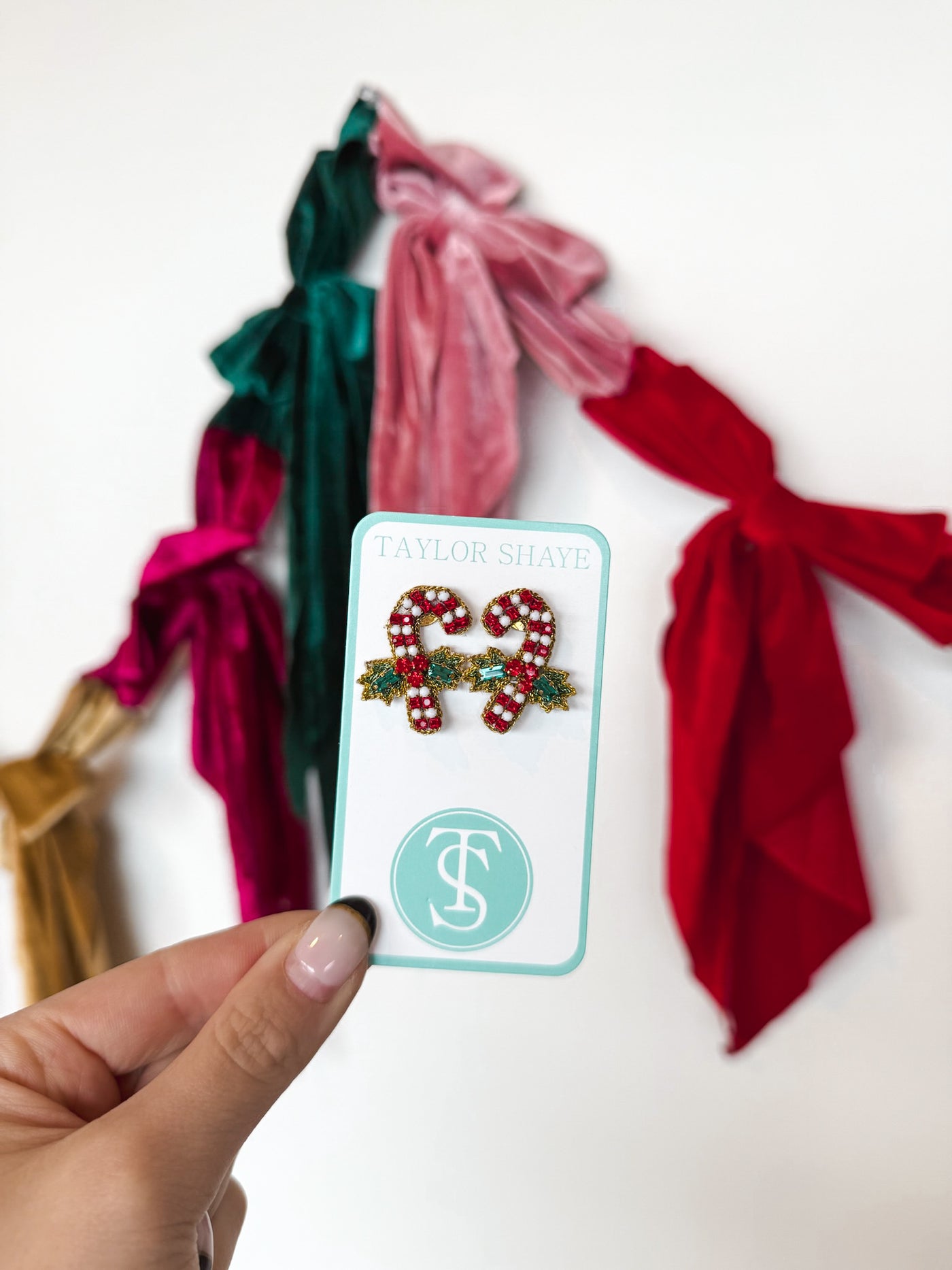 Beaded Candy Cane Stud