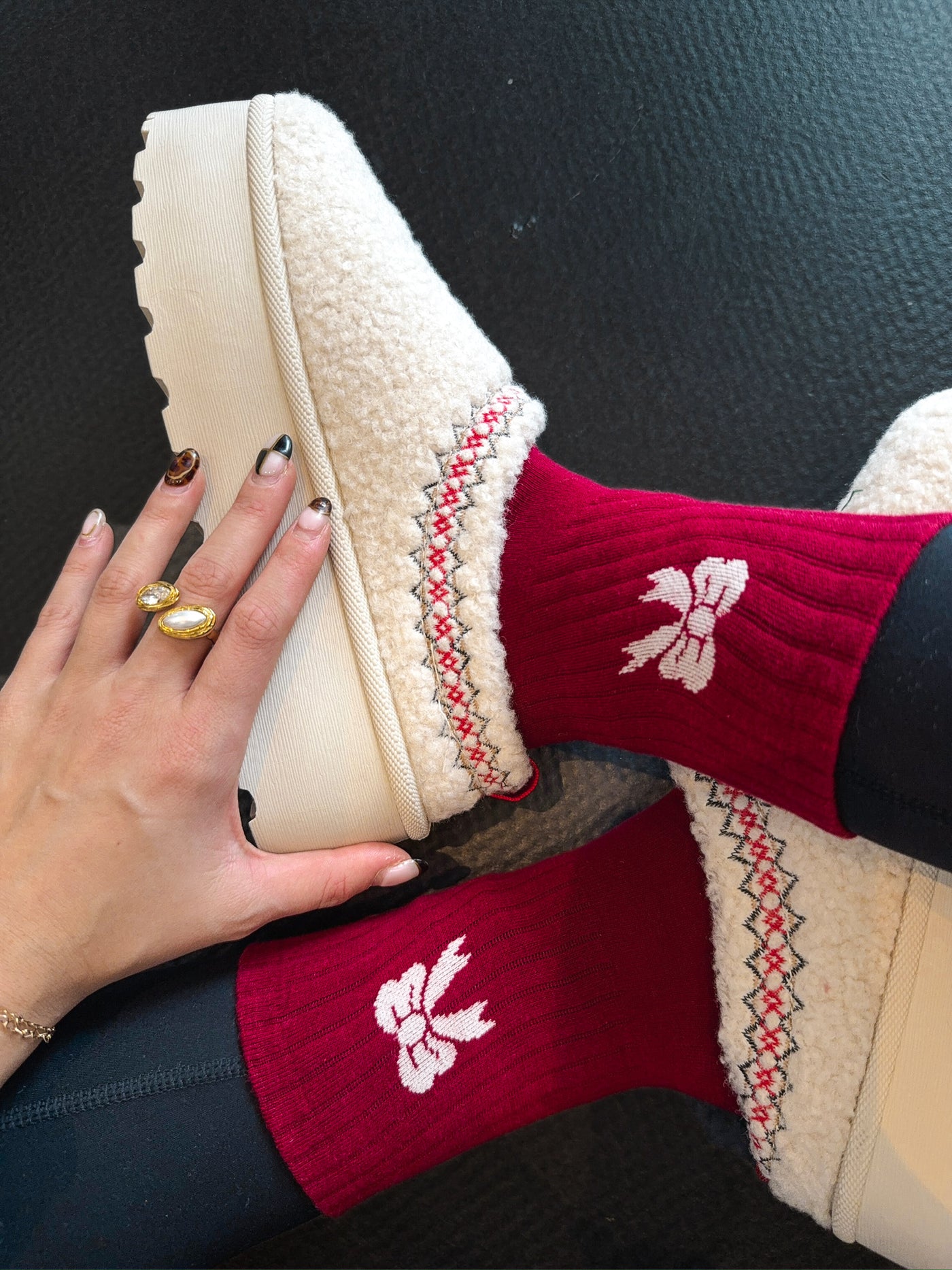 Bow Ankle Socks- Red