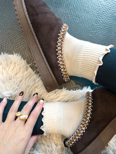 Ruffle Ankle Socks- Cream