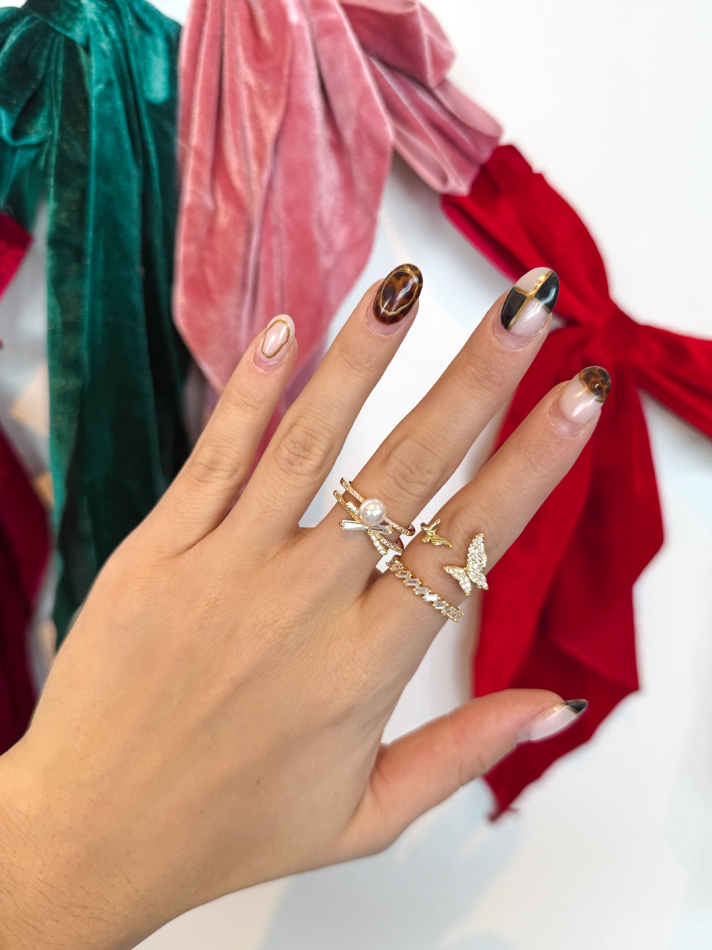 Butterfly Pearl Ring Set