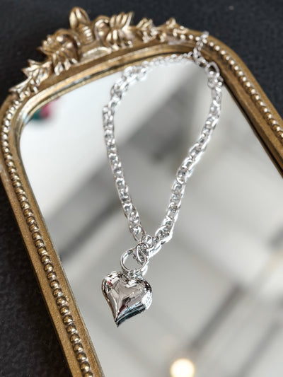 Heartbreaker Chain Necklace- Silver