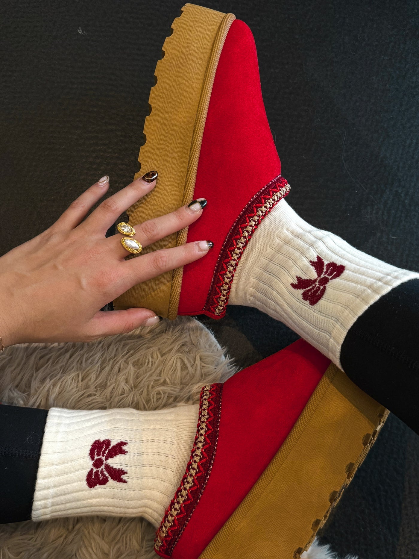 Bow Ankle Socks- Cream