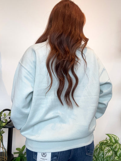 Basic Mock Neck Sweatshirt- Ice Green