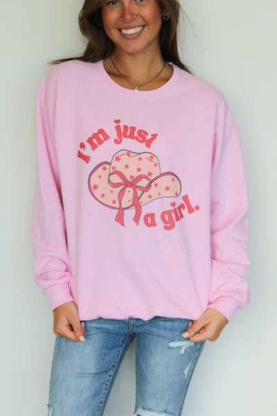 Just A Girl Graphic Sweatshirt-135 - DEMAND GRAPHIC-LEATHER & LACE-[option4]-[option5]-[option6]-Leather & Lace Boutique Shop