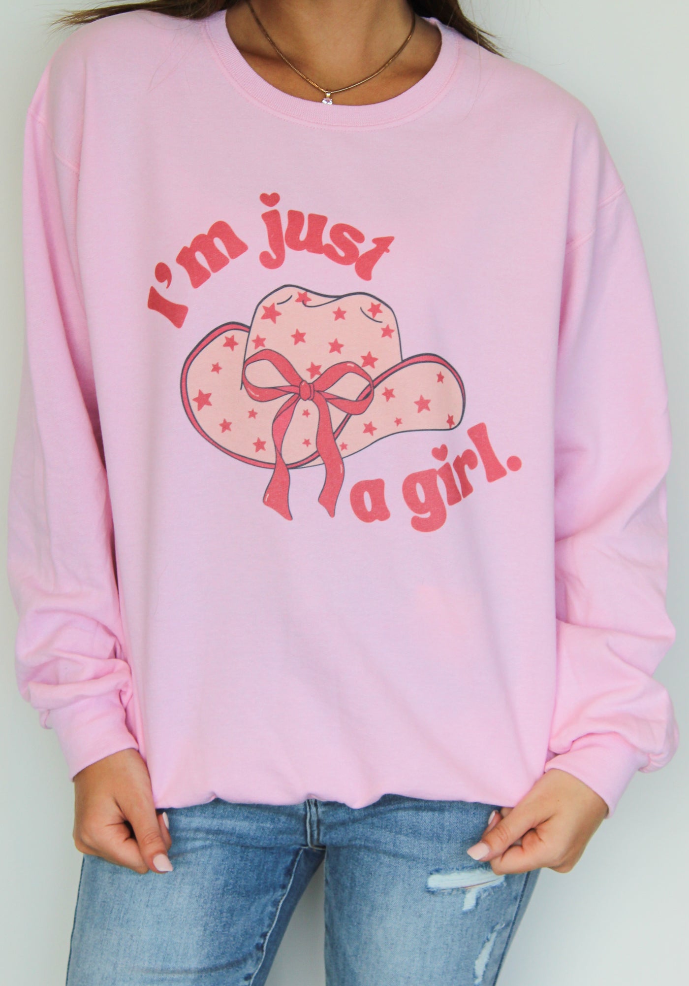 Just A Girl Graphic Sweatshirt-135 - DEMAND GRAPHIC-LEATHER & LACE-[option4]-[option5]-[option6]-Leather & Lace Boutique Shop