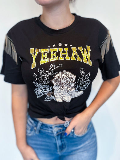 YeeHaw Fringe Graphic Tee-120 - TOPS - GRAPHIC TEES-ORGANIC GENERATION-[option4]-[option5]-[option6]-Leather & Lace Boutique Shop