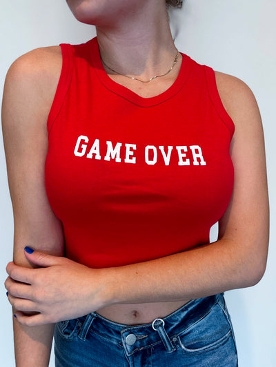 Game Over Cropped Tank-120 - TOPS - GRAPHIC TEES-ORGANIC GENERATION-[option4]-[option5]-[option6]-Leather & Lace Boutique Shop