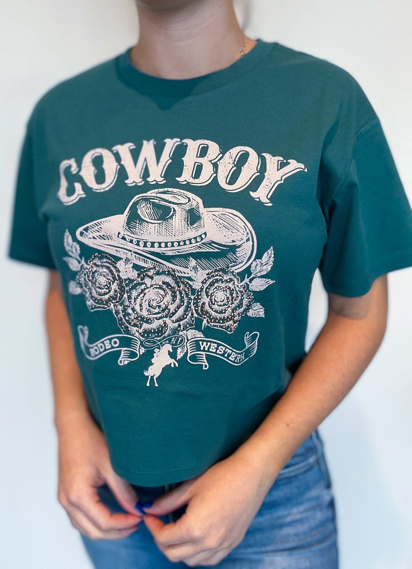 Cowboys & Roses Graphic Tee-120 - TOPS - GRAPHIC TEES-ORGANIC GENERATION-[option4]-[option5]-[option6]-Leather & Lace Boutique Shop