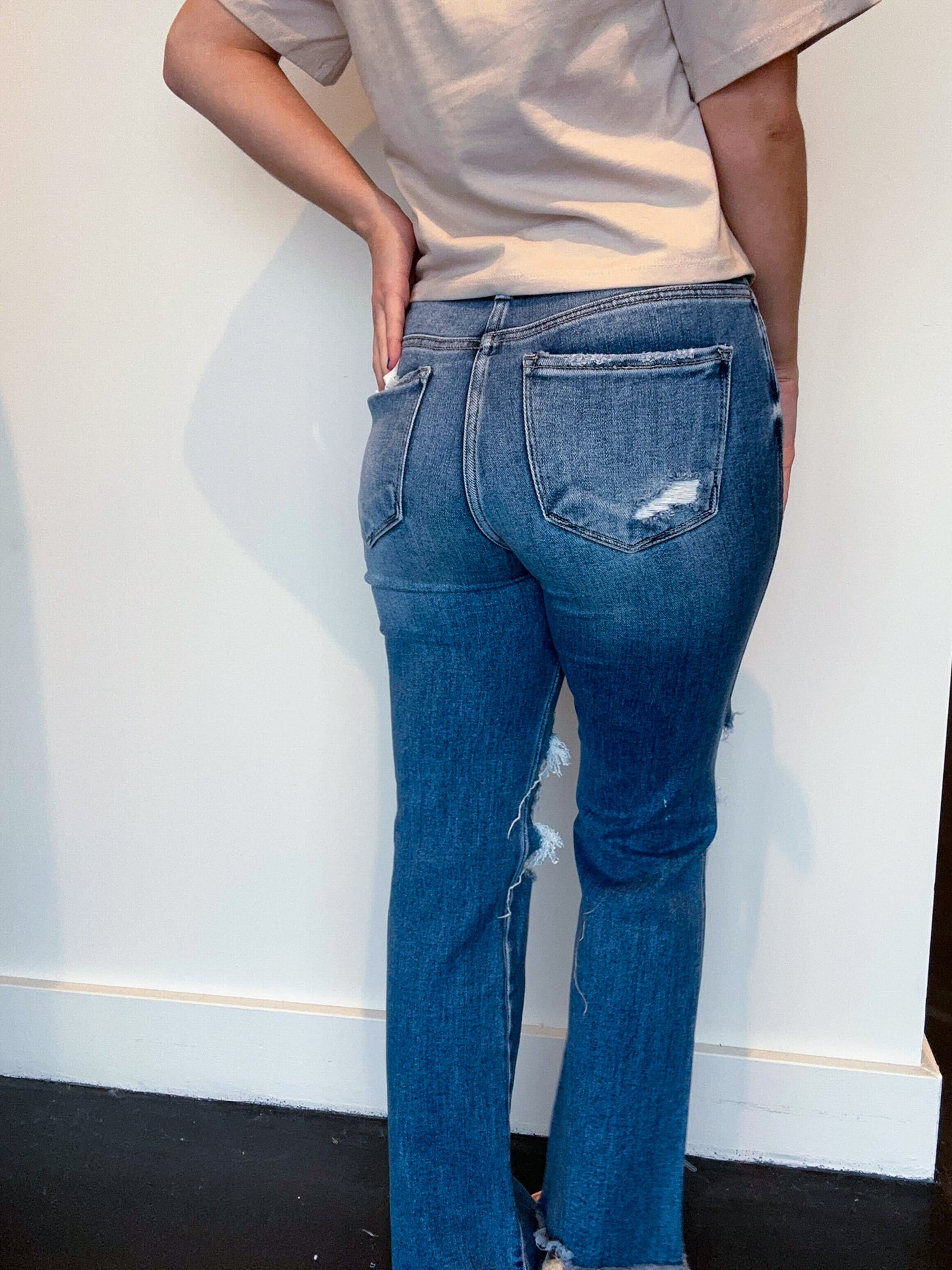 Mid-Rise Cropped Flare Jeans-150 - BOTTOMS - DENIM-RISEN-[option4]-[option5]-[option6]-Leather & Lace Boutique Shop