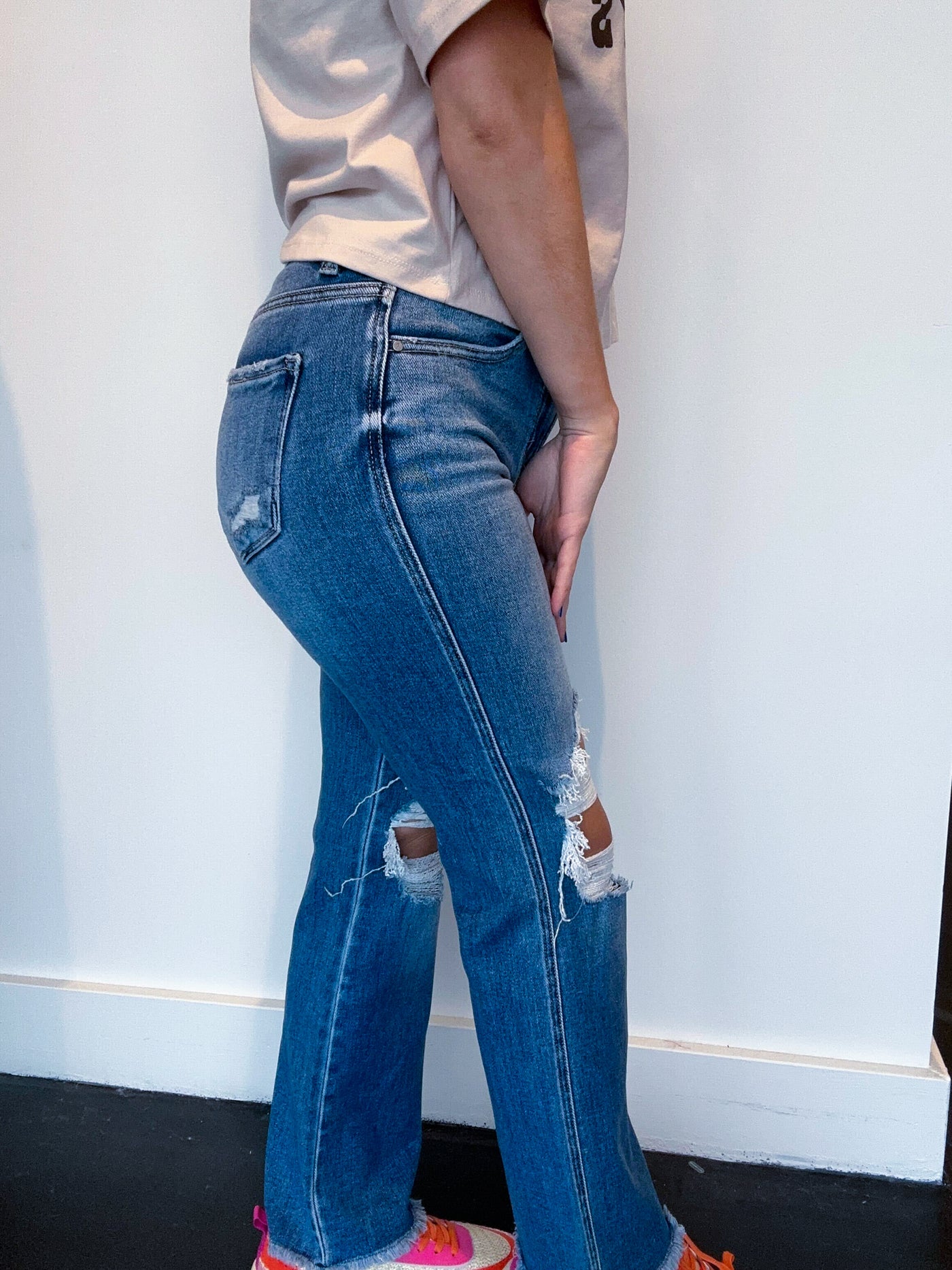Mid-Rise Cropped Flare Jeans-150 - BOTTOMS - DENIM-RISEN-[option4]-[option5]-[option6]-Leather & Lace Boutique Shop