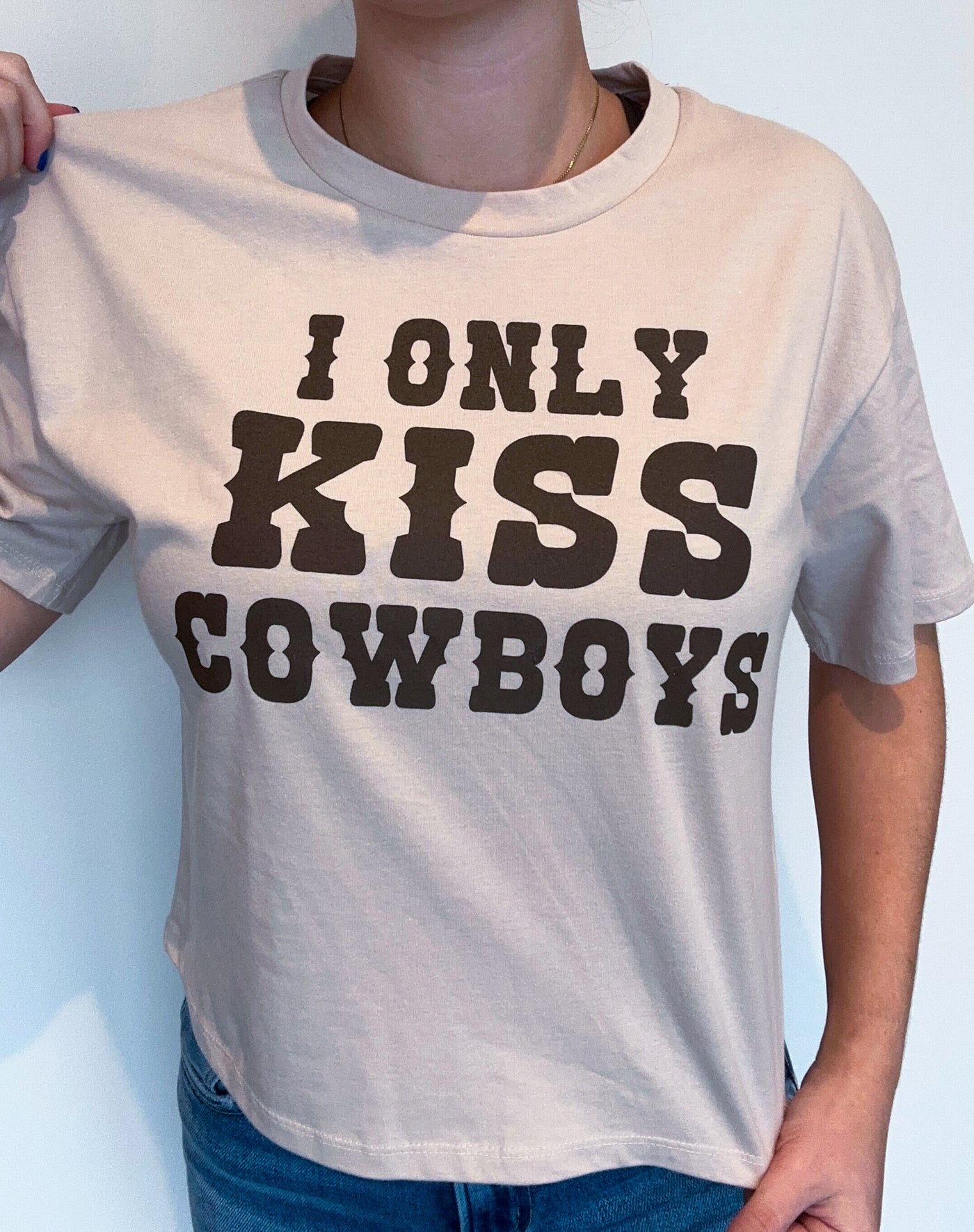 I Only Kiss Cowboys Graphic Tee-100 - TOPS - SHORT SLEEVE/SLEEVELESS-ORGANIC GENERATION-[option4]-[option5]-[option6]-Leather & Lace Boutique Shop