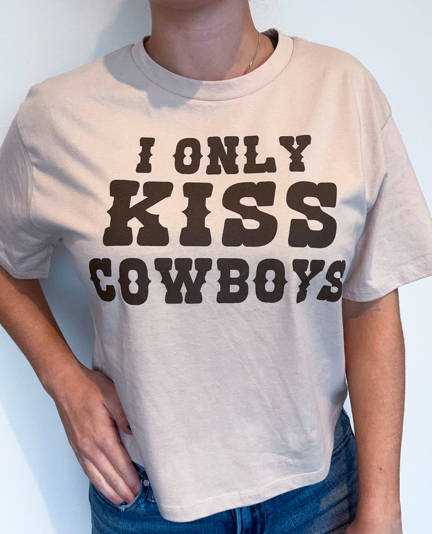 I Only Kiss Cowboys Graphic Tee-100 - TOPS - SHORT SLEEVE/SLEEVELESS-ORGANIC GENERATION-[option4]-[option5]-[option6]-Leather & Lace Boutique Shop