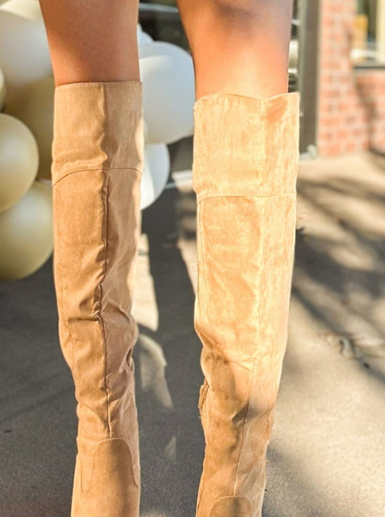 Slay Knee High Boots - Tan-180 - SHOES-EASTLION CORP-[option4]-[option5]-[option6]-Leather & Lace Boutique Shop