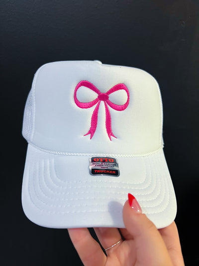 Class Act Bow Trucker Hat- White-190 - ACCESSORIES - HATS/HEADWEAR-Leather & Lace-[option4]-[option5]-[option6]-Leather & Lace Boutique Shop