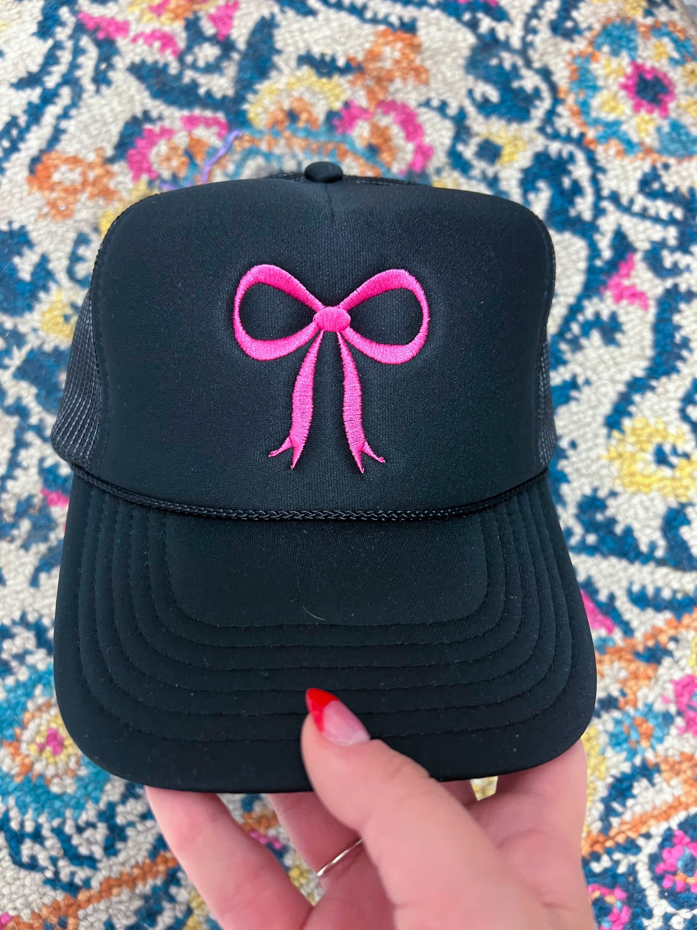 Class Act Bow Trucker Hat- Black-190 - ACCESSORIES - HATS/HEADWEAR-Leather & Lace-[option4]-[option5]-[option6]-Leather & Lace Boutique Shop