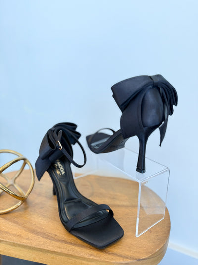 Kate Satin Bow Heels- Black-TOP GUY-[option4]-[option5]-[option6]-Leather & Lace Boutique Shop