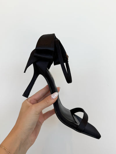 Kate Satin Bow Heels- Black-TOP GUY-[option4]-[option5]-[option6]-Leather & Lace Boutique Shop