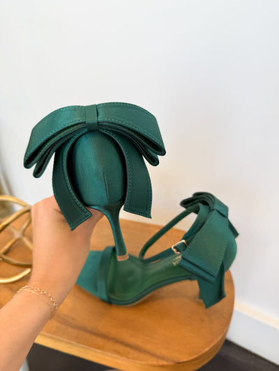 Kate Satin Bow Heels- Emerald-TOP GUY-[option4]-[option5]-[option6]-Leather & Lace Boutique Shop