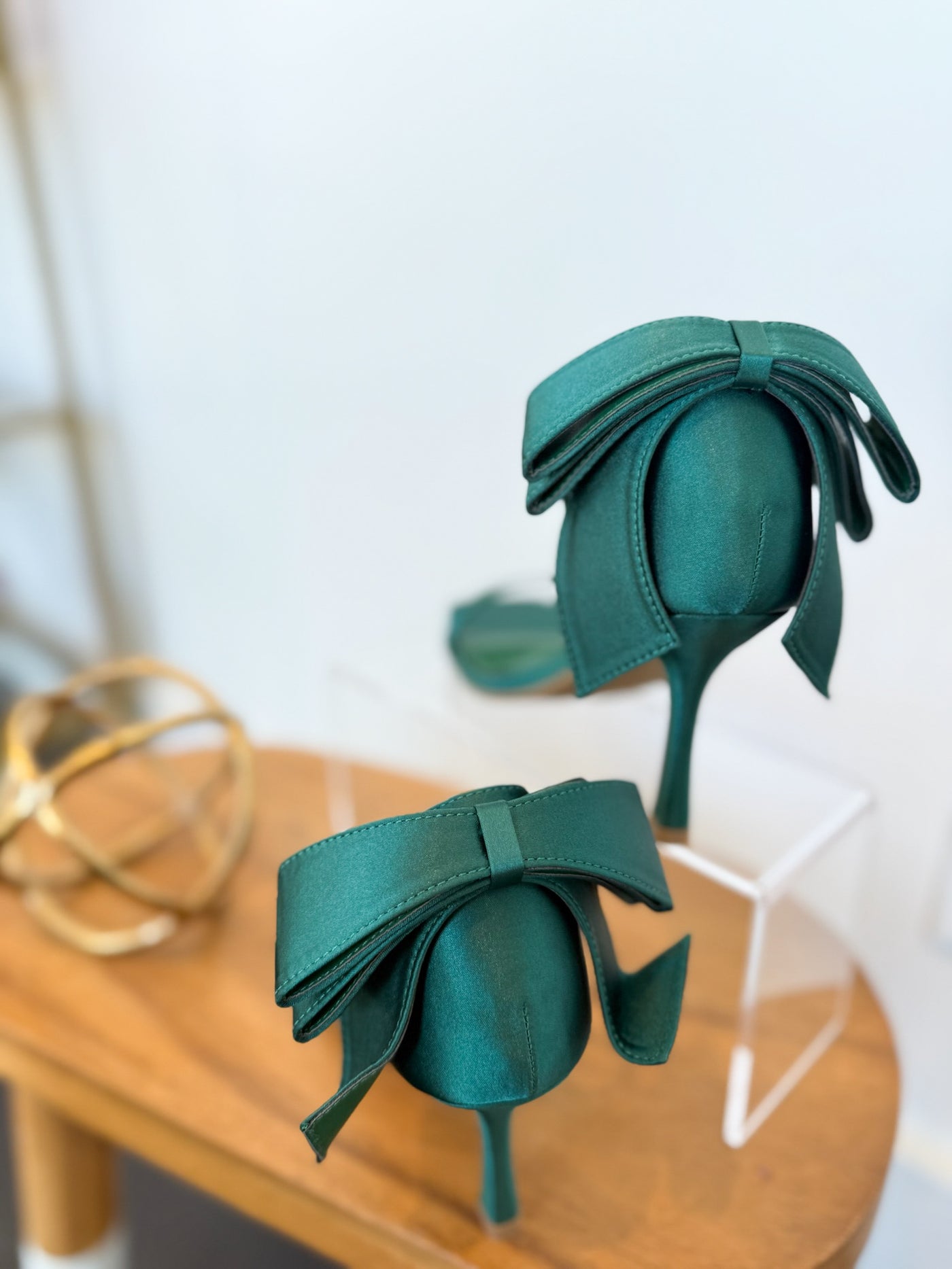 Kate Satin Bow Heels- Emerald-TOP GUY-[option4]-[option5]-[option6]-Leather & Lace Boutique Shop