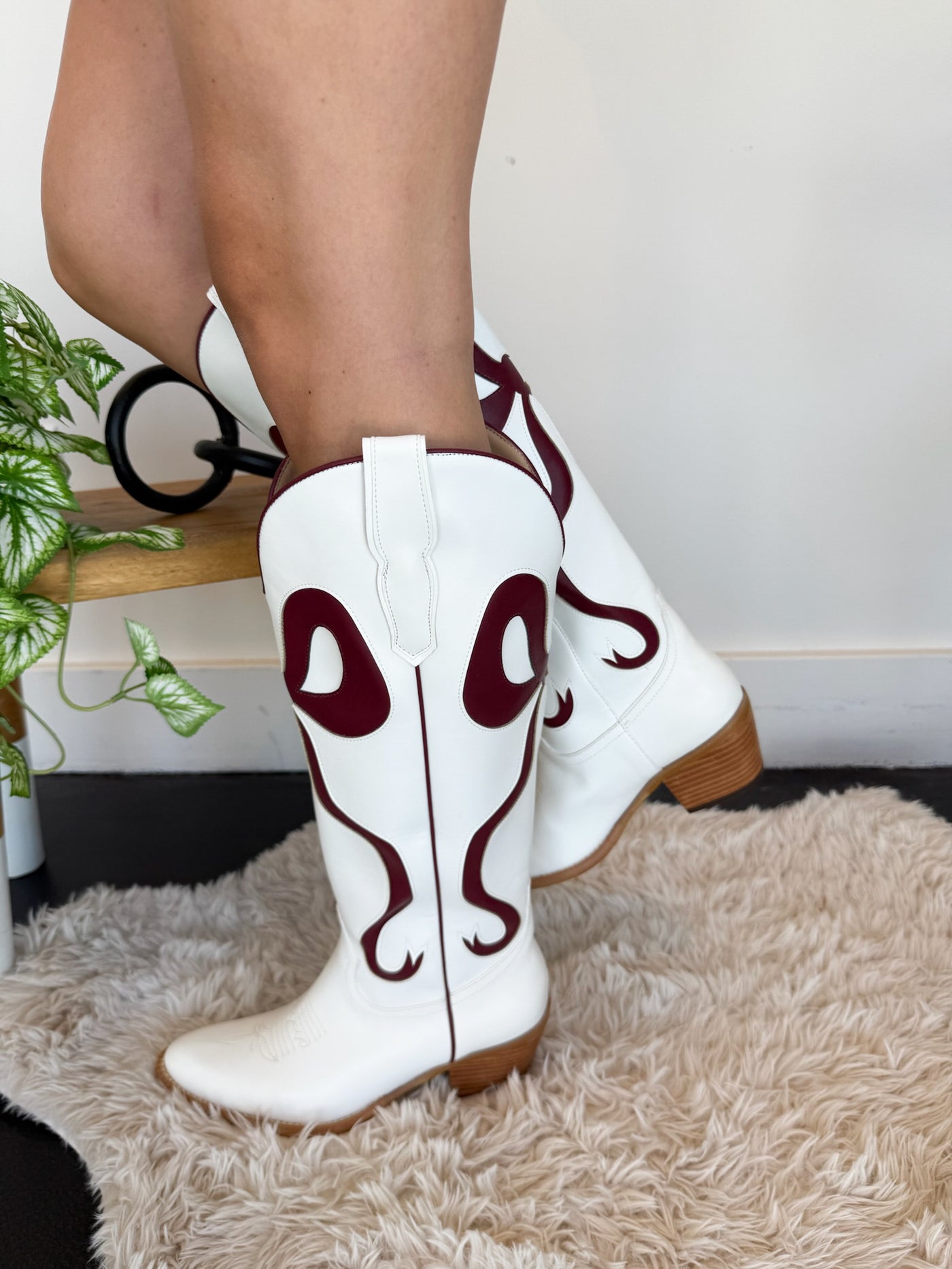 Isadora Bow Boots- Maroon-180 - SHOES-MIIM-[option4]-[option5]-[option6]-Leather & Lace Boutique Shop