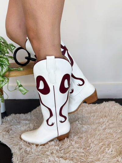 Isadora Bow Boots- Maroon-180 - SHOES-MIIM-[option4]-[option5]-[option6]-Leather & Lace Boutique Shop
