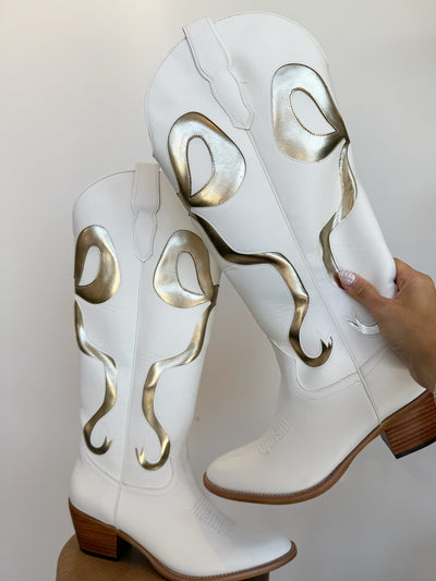 Isadora Bow Boots- Gold