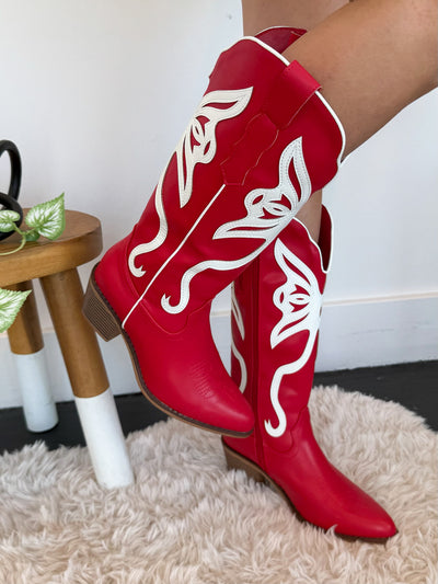 Whitney Butterfly Boots- Red-180 - SHOES-OLEM-[option4]-[option5]-[option6]-Leather & Lace Boutique Shop