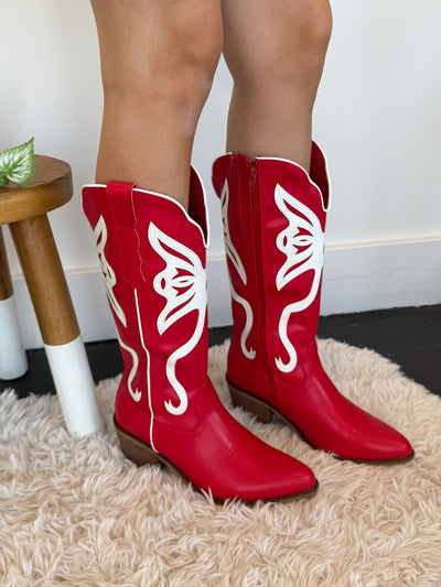 Whitney Butterfly Boots- Red-180 - SHOES-OLEM-[option4]-[option5]-[option6]-Leather & Lace Boutique Shop